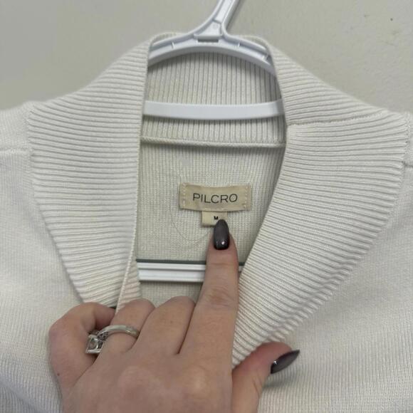 Pilcro Sweater Womens Medium White Vest Biker Muscle Knit Cozy Warm Mock Neck - Picture 5 of 6